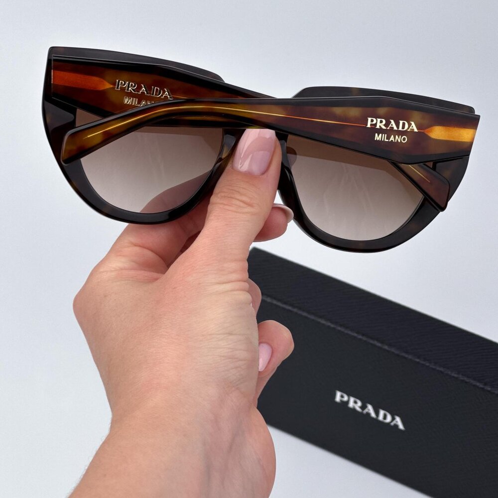 Prada PR14WS 2AU6S1 Women BRAND NEW Sunglasses Havana Brown Gradient Cat Eye - Picture 3 of 11